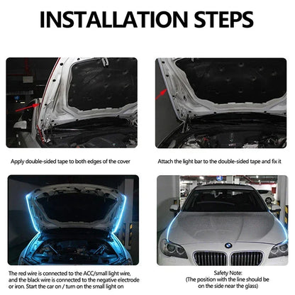 12V 120CM Car LED Daytime Running Light Bar Car Hood Light Bar Car Hood Trim Cover Light Bar Car Hood Ambient Light