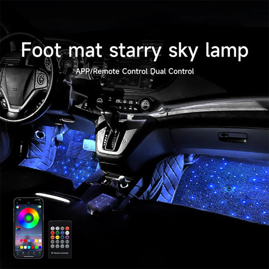 Star Light Car Floor Mats Interior Ambient Lighting LED Galaxy Light Up Car Mats Floor Carpet Starlights For Car