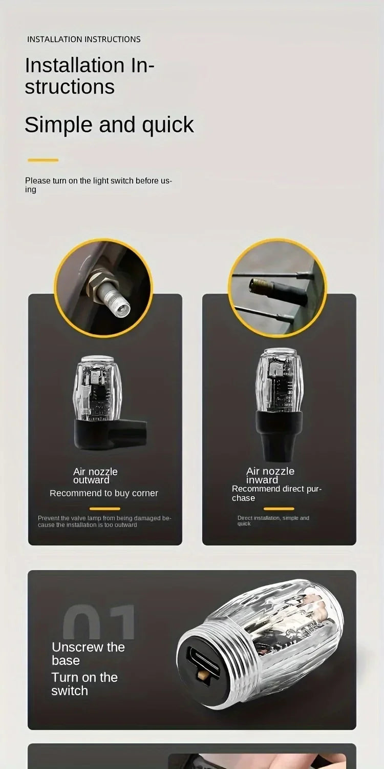 Car wheel hub light, electric bike, motorcycle tire air nozzle light, children's wheel, mountain bike, flashing light