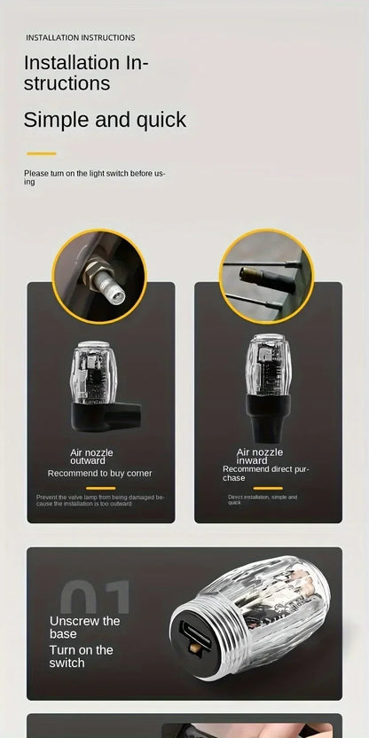 Car wheel hub light, electric bike, motorcycle tire air nozzle light, children's wheel, mountain bike, flashing light