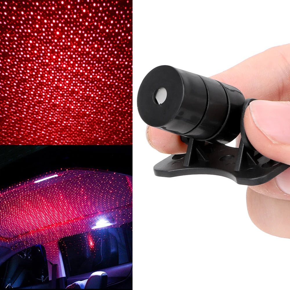 Interior Modification Car Star Lights Interior Decorative Light DJ Music Sound Lamp Car Roof Light Starry Projection Spotlight