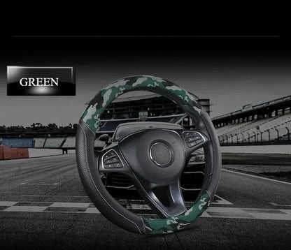 3D Camouflage Print Steering Wheel Cover  Durable Leather Cover with Anti-Slip Lining, Fit for 14.5"-14.8"