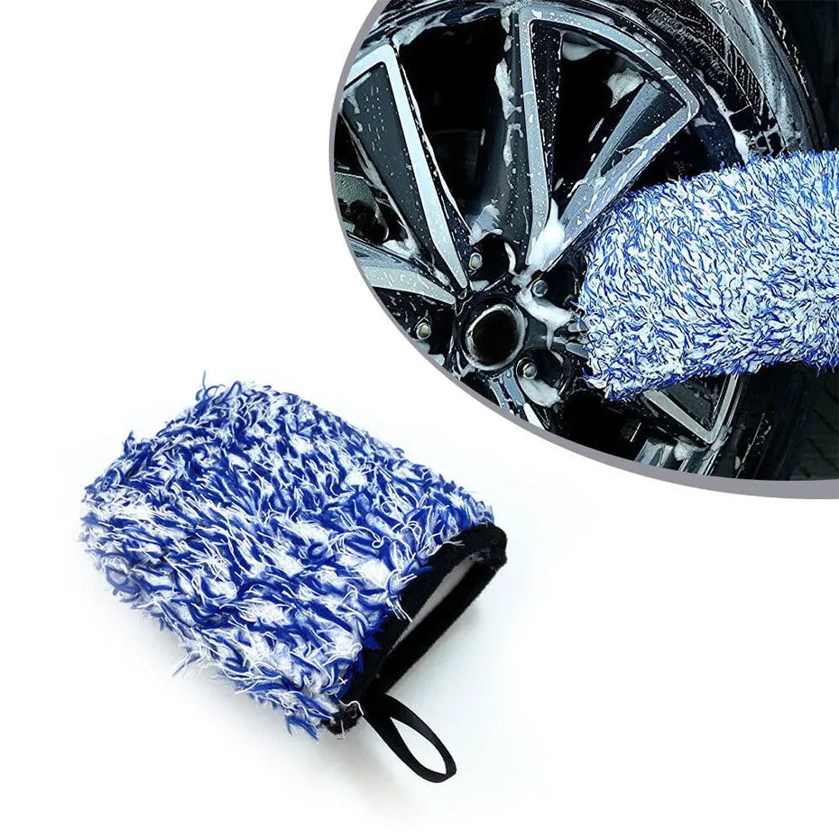 SEAMETAL Super Soft Car Microfiber Wheel Detailer Wash Glove Thickening Two-sided Car Detailing Pocket Mitt Car Wash Products