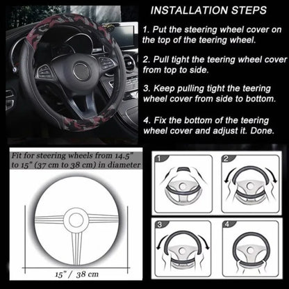 3D Camouflage Print Steering Wheel Cover  Durable Leather Cover with Anti-Slip Lining, Fit for 14.5"-14.8"