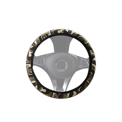 Camouflage Steering Wheel Covers Universal Anti-slip Stretchy D Round Shape 38CM Protective Cover Car Interior Accessories