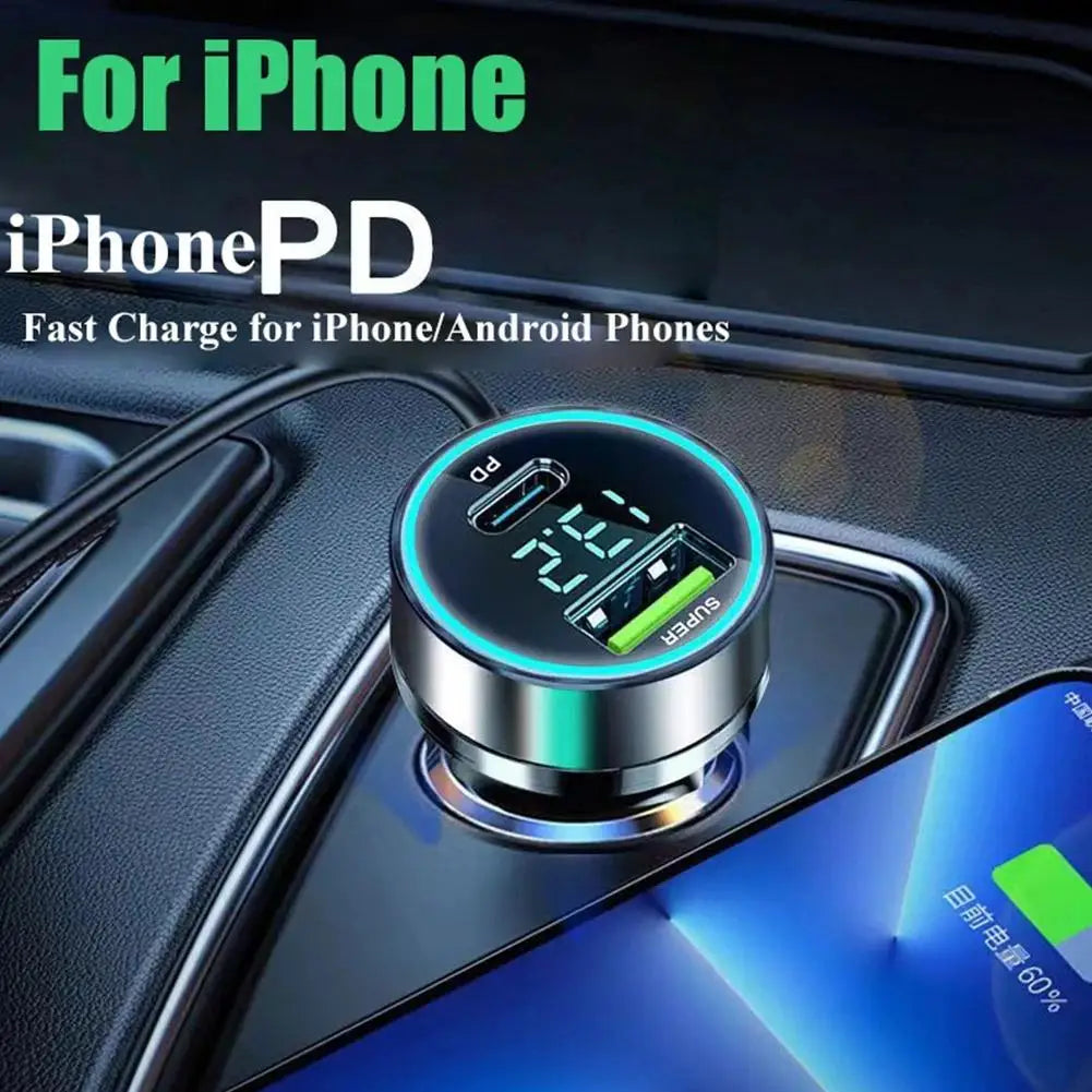 Quick Car Charger 12-24V Dual USB Type C 120W+PD20W For IPhone13 Pro Phone Car Fast Charging