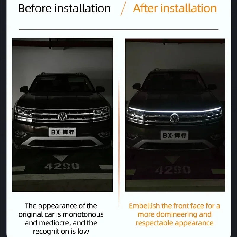 12V 120CM Car LED Daytime Running Light Bar Car Hood Light Bar Car Hood Trim Cover Light Bar Car Hood Ambient Light