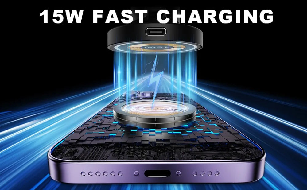 15W Magnetic Car Phone Holder Mount Wireless Charger Rotation Magnetic Car Phone Stand Fast Charging for IPhone 16 15 14 13 12