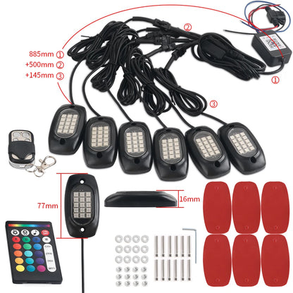 RGB Car Underglow Light LED Rock Light Multicolor Neon Bluetooth With RF APP Remote Controller For OffRoad Car Truck SUV ATV UTV