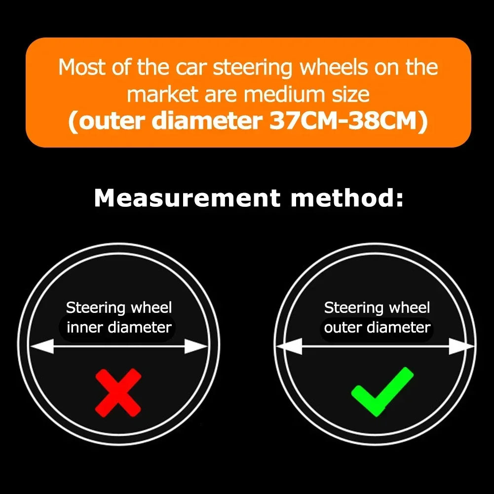 Car Steering Wheel Cover Without Inner Ring 37-38cm Three-dimensional Leather Embroidered Color Diamond-encrusted Breathable