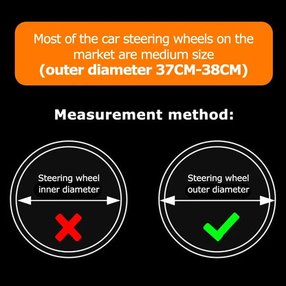 Car Steering Wheel Cover Without Inner Ring 37-38cm Three-dimensional Leather Embroidered Color Diamond-encrusted Breathable
