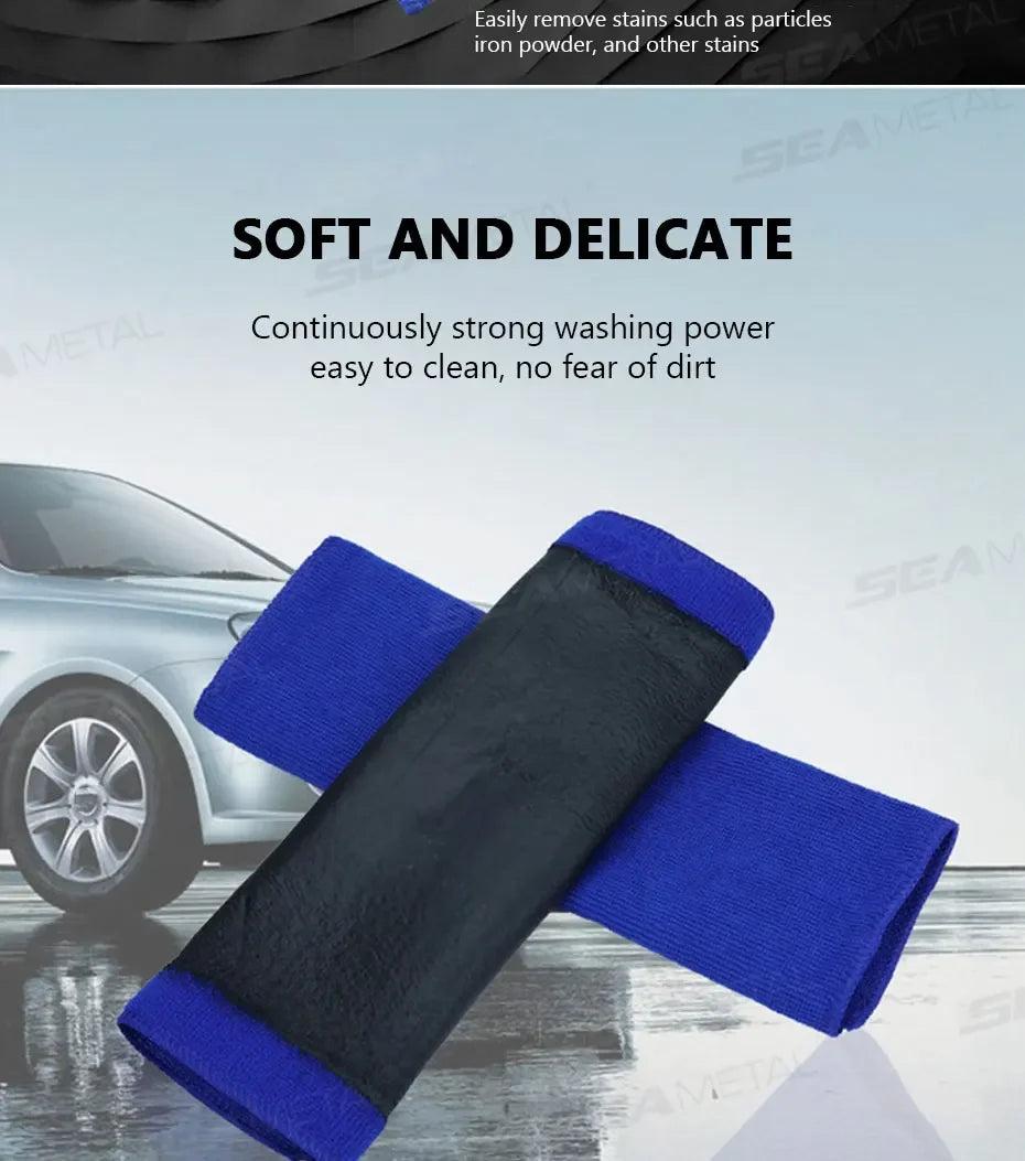 SEAMETAL Car Detailing Cleaning Towel Magic Clay Cloth Absorbent Rag with Blue Clay Bar Towel Deeply Remove Stains Washing Tool