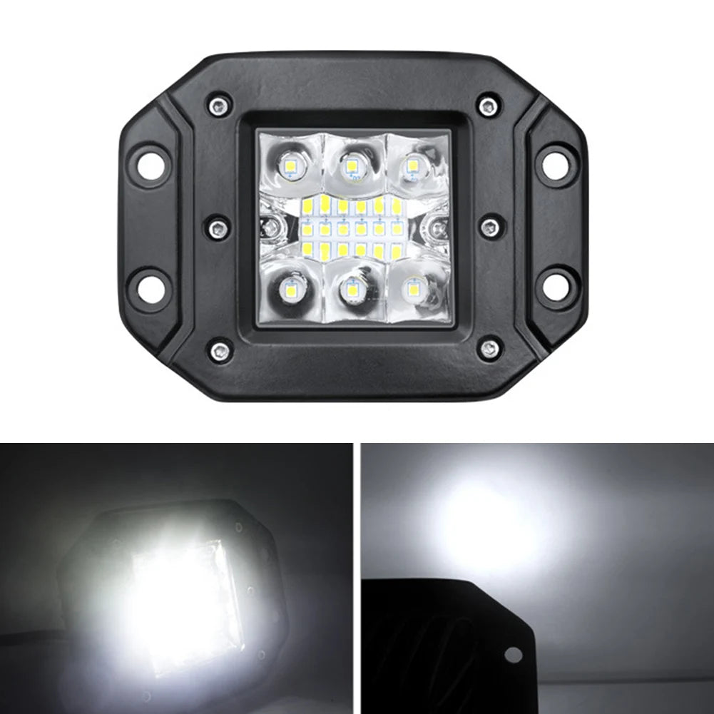 Car LED Work Light Flush Mount Bar OffRoad 12V 24V Spot Flood LED Light Bar LED Daytime Running Lights Car Tuning Accessories