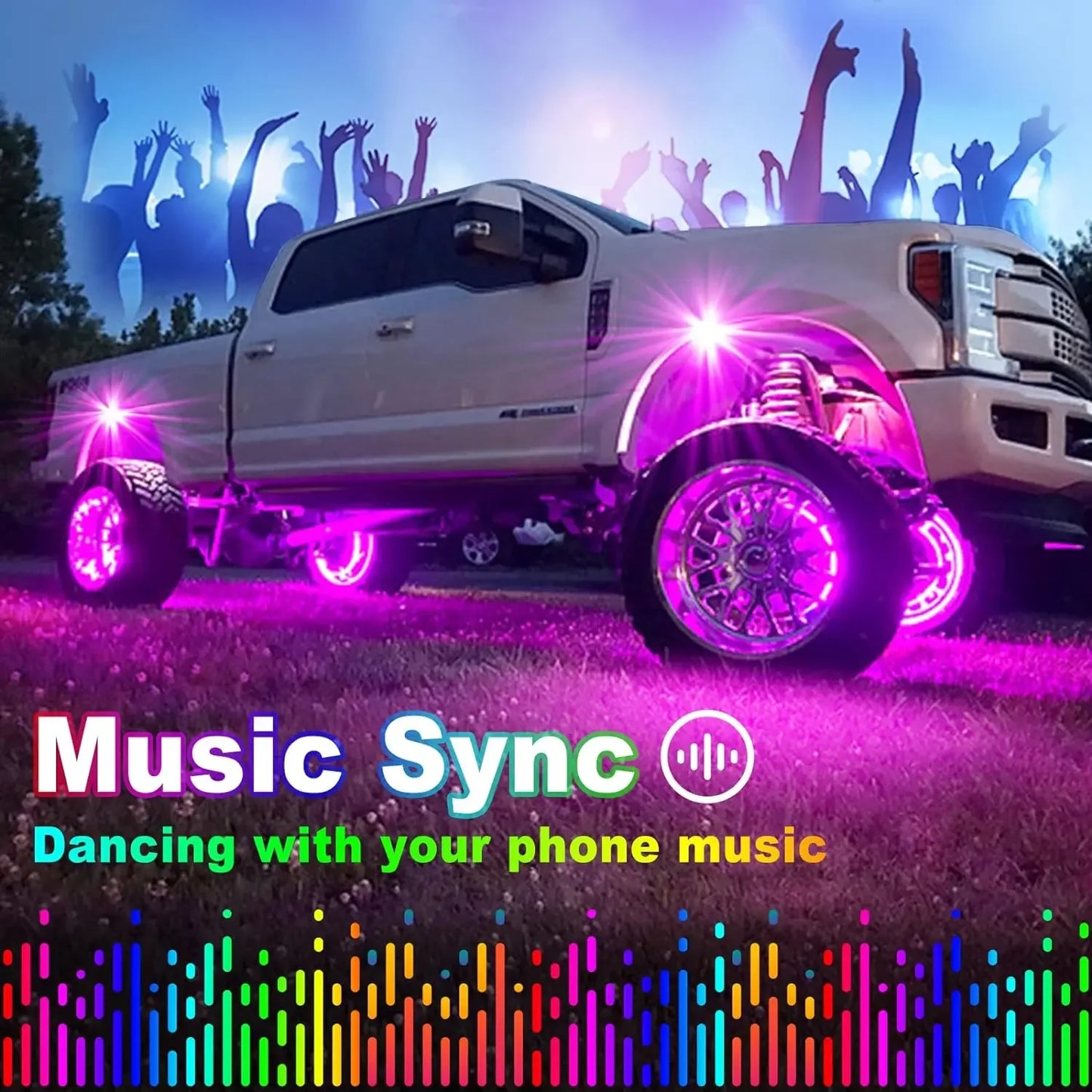 Car Underglow Chassis Lights Multicolor Wireless Control RGB Waterproof Durable Off-Road Fit Trucks Jeeps SUVs LED Rock Lights