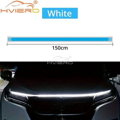 Car LED Lights Bar 59in 12V Hood Lamping Start Scanning Universal Flexible Auto Decorative Atmospheric Dynamic Bulb Accessories