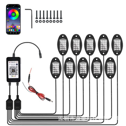 Car Underglow Chassis Lights Multicolor Wireless Control RGB Waterproof Durable Off-Road Fit Trucks Jeeps SUVs LED Rock Lights