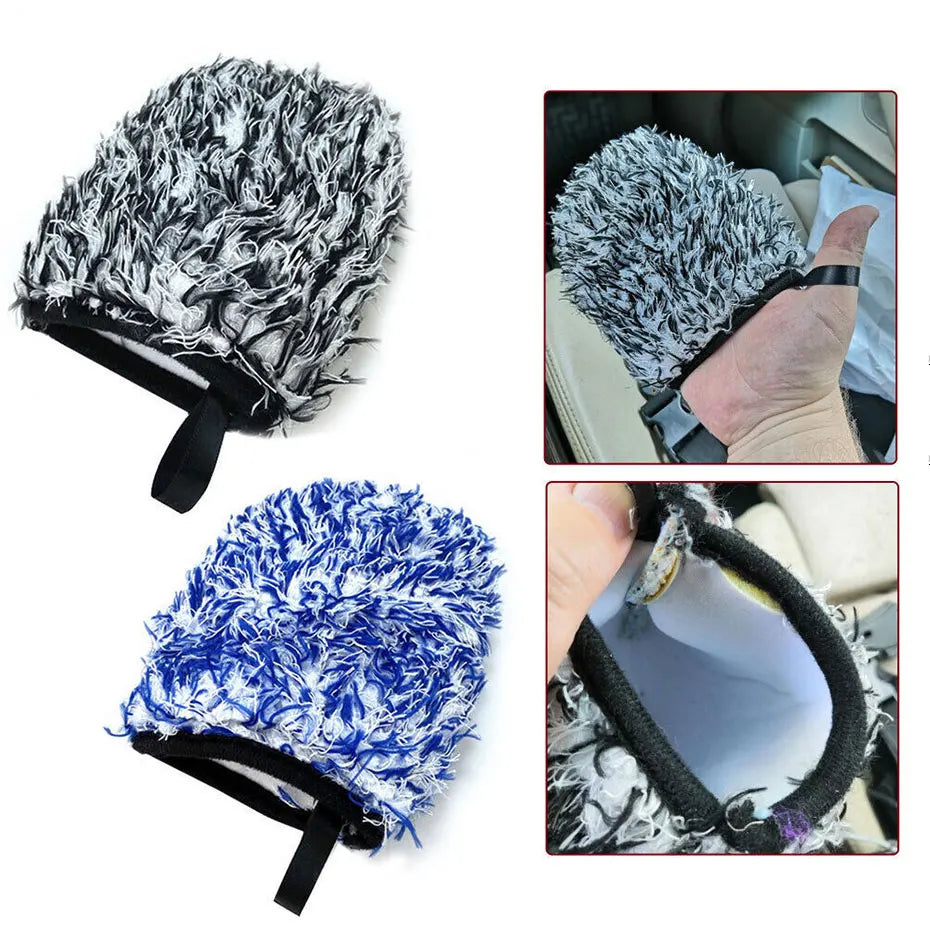 SEAMETAL Super Soft Car Microfiber Wheel Detailer Wash Glove Thickening Two-sided Car Detailing Pocket Mitt Car Wash Products