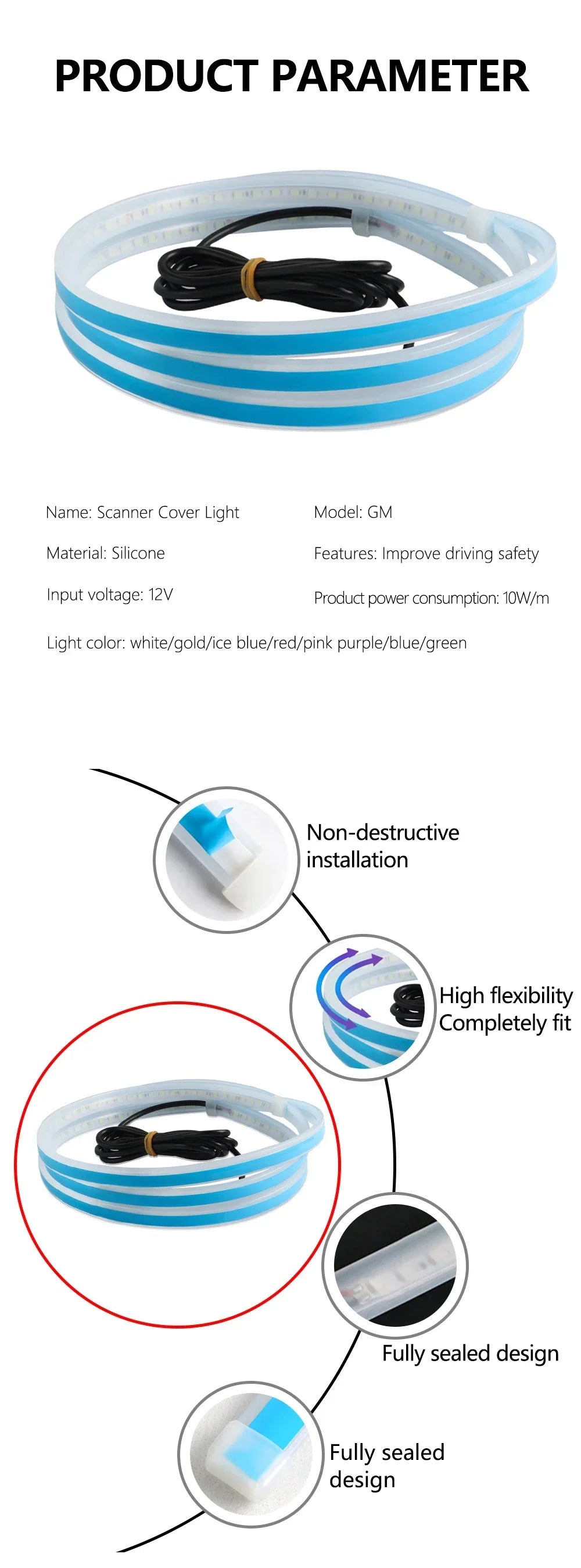 12V 120CM Car LED Daytime Running Light Bar Car Hood Light Bar Car Hood Trim Cover Light Bar Car Hood Ambient Light