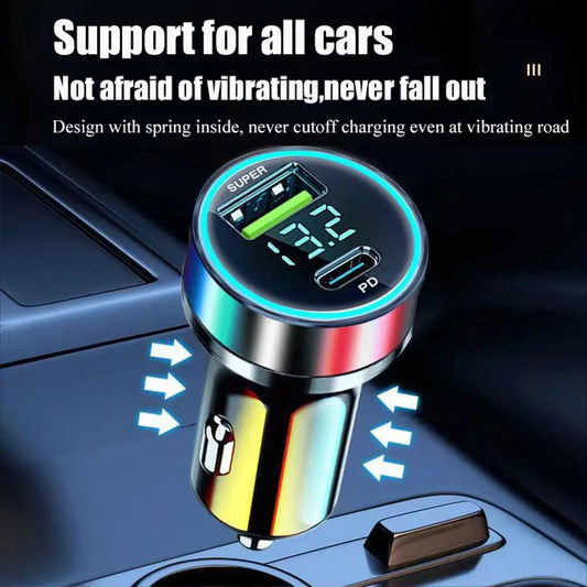 Quick Car Charger 12-24V Dual USB Type C 120W+PD20W For IPhone13 Pro Phone Car Fast Charging