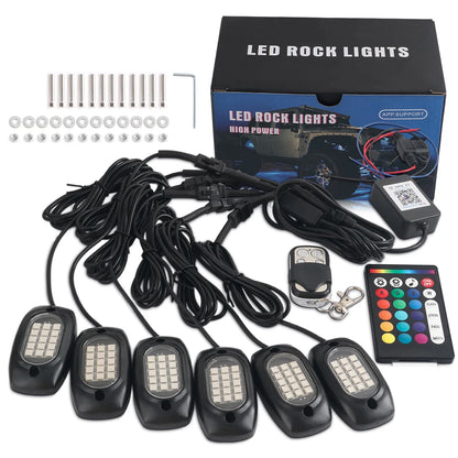 RGB Car Underglow Light LED Rock Light Multicolor Neon Bluetooth With RF APP Remote Controller For OffRoad Car Truck SUV ATV UTV