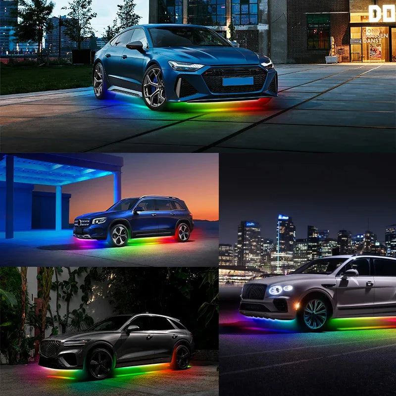 Underglow Car Lights 4pcs RGBIC Smart LED Lights For Cars App Control  Neon Accent Strip Lights For SUVs Trucks DC 12-24V