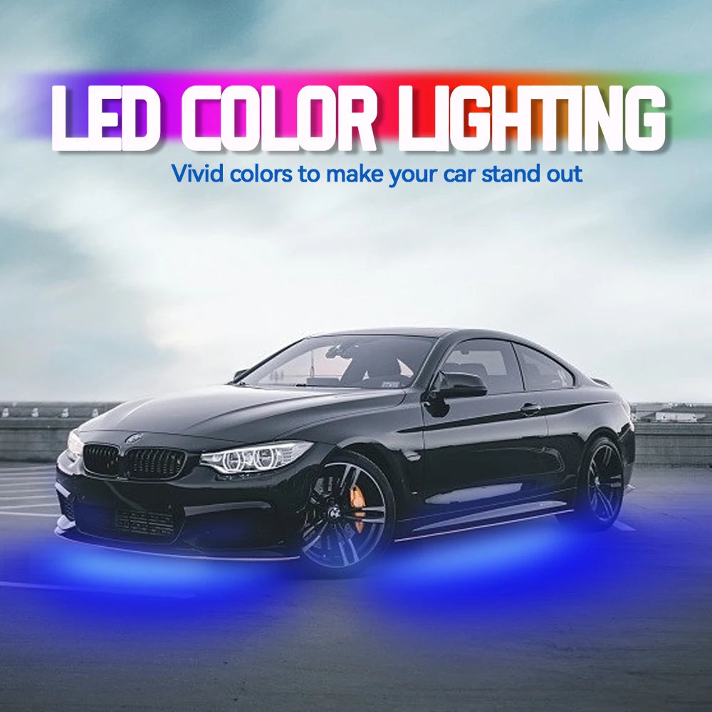 Car Underbody Light Decorative Lamp Neon LED RGB Car Underglow Bottom Light Remote/APP Control Flexible Waterproof LED Strip