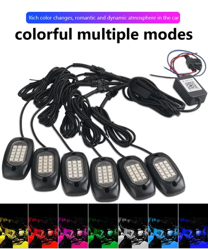 RGB Car Underglow Light LED Rock Light Multicolor Neon Bluetooth With RF APP Remote Controller For OffRoad Car Truck SUV ATV UTV