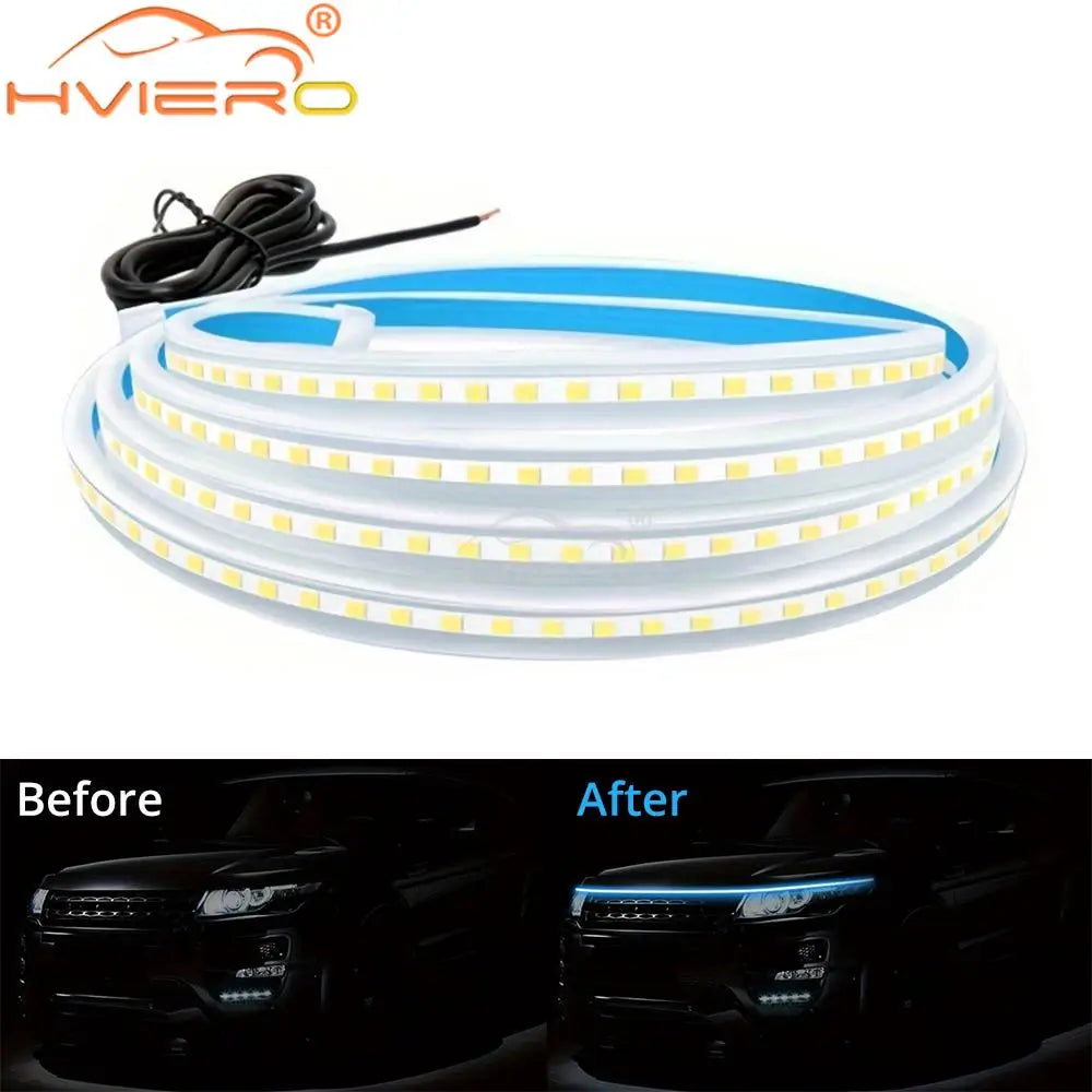 Car LED Lights Bar 59in 12V Hood Lamping Start Scanning Universal Flexible Auto Decorative Atmospheric Dynamic Bulb Accessories