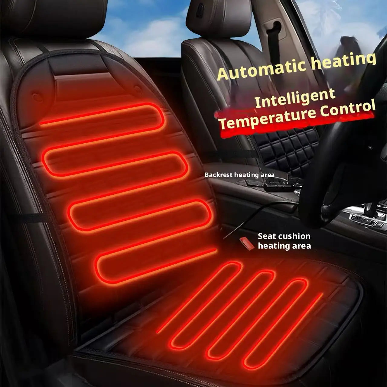 Heated Car Seat Cover 30s Fast Heating Full Body (Waist/Back/Hip) Heated Pad Universal Car Seat Cushion