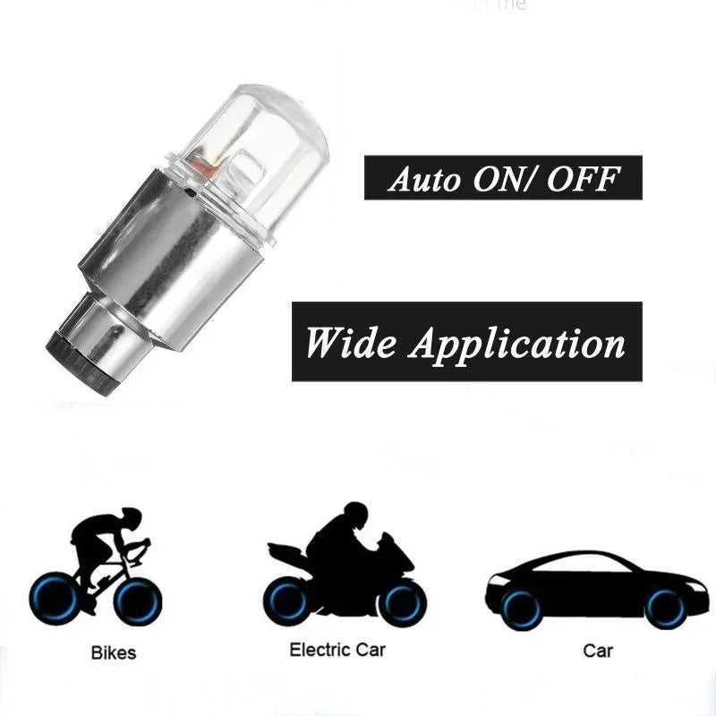 4Pcs/Set Wheel Lights Car Wheel Tire Air Valve Stem LED Light Cap Cover Auto Accessories for Bike Car Motorcycle Waterproof