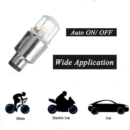 4Pcs/Set Wheel Lights Car Wheel Tire Air Valve Stem LED Light Cap Cover Auto Accessories for Bike Car Motorcycle Waterproof
