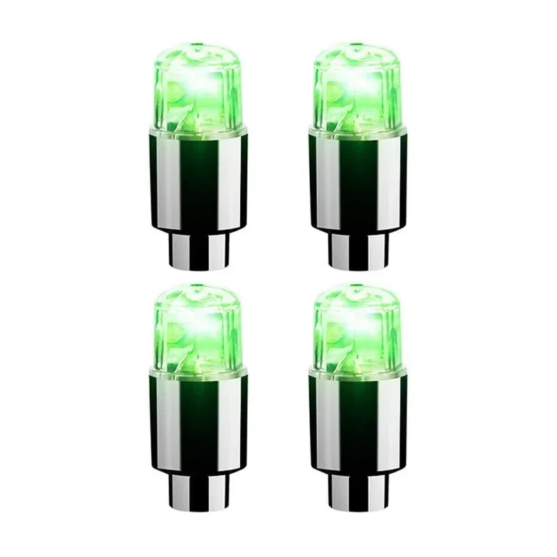4Pcs/Set Wheel Lights Car Wheel Tire Air Valve Stem LED Light Cap Cover Auto Accessories for Bike Car Motorcycle Waterproof