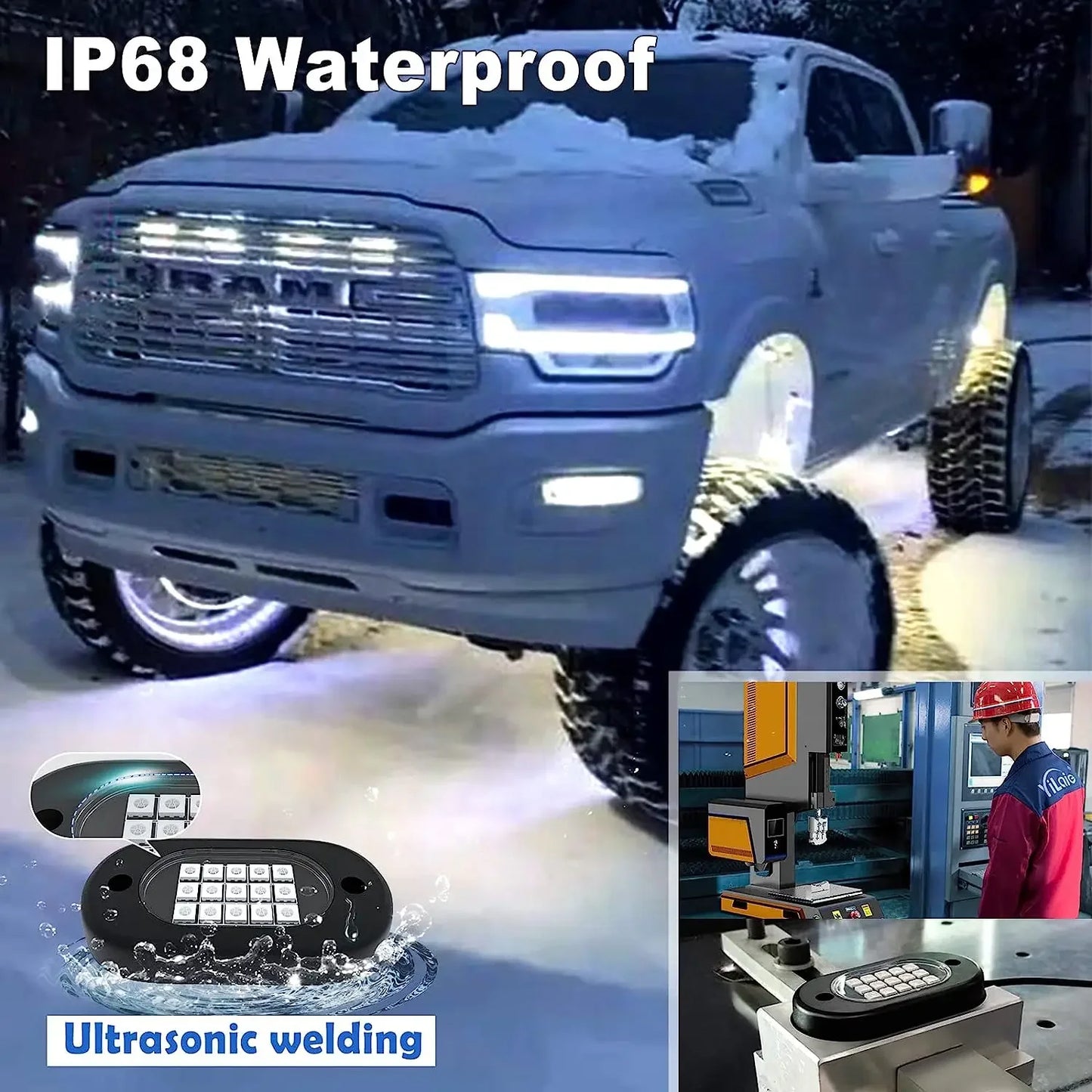 Car Underglow Chassis Lights Multicolor Wireless Control RGB Waterproof Durable Off-Road Fit Trucks Jeeps SUVs LED Rock Lights