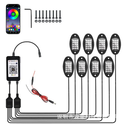 Car Underglow Chassis Lights Multicolor Wireless Control RGB Waterproof Durable Off-Road Fit Trucks Jeeps SUVs LED Rock Lights