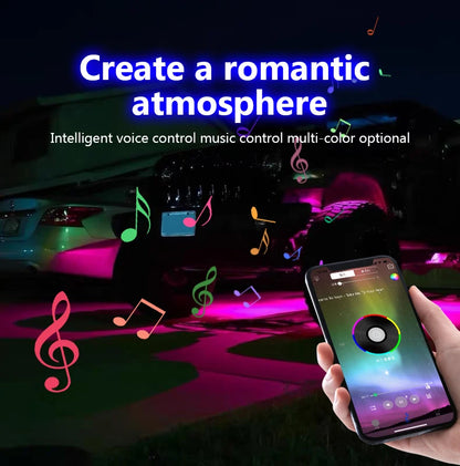 RGB Car Underglow Light LED Rock Light Multicolor Neon Bluetooth With RF APP Remote Controller For OffRoad Car Truck SUV ATV UTV