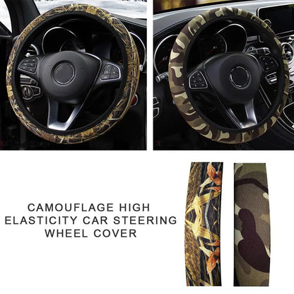 Camouflage Steering Wheel Covers Universal Anti-slip Stretchy D Round Shape 38CM Protective Cover Car Interior Accessories