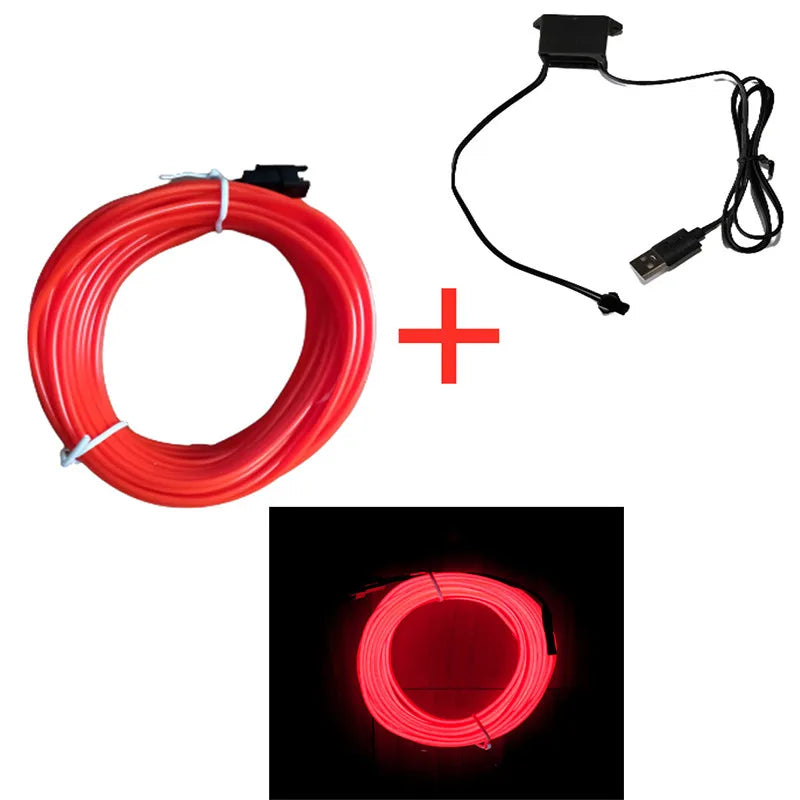 Car Interior Decorative Lamps Strips Atmosphere Lamp Cold Light  Decorative Dashboard Console Auto LED Ambient Lights 1/2/3/4/5M
