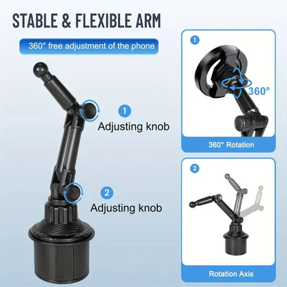Magnetic Phone Holder Installation of Water Cup in Car for Magsafe IPhone 16 15 14 13 12 Samusng Xiaomi 360° Rotation Cell Mount