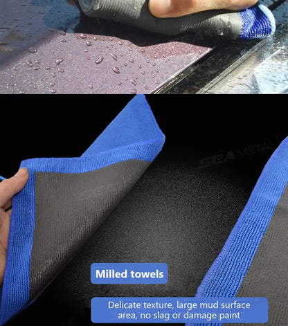 SEAMETAL Car Detailing Cleaning Towel Magic Clay Cloth Absorbent Rag with Blue Clay Bar Towel Deeply Remove Stains Washing Tool
