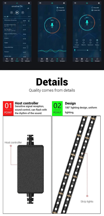 Car Underglow Neon LED Lights for Chassis Strip Light Under Car floor Lighting Auto Atmosphere Lamp Underlights RGB Colorful
