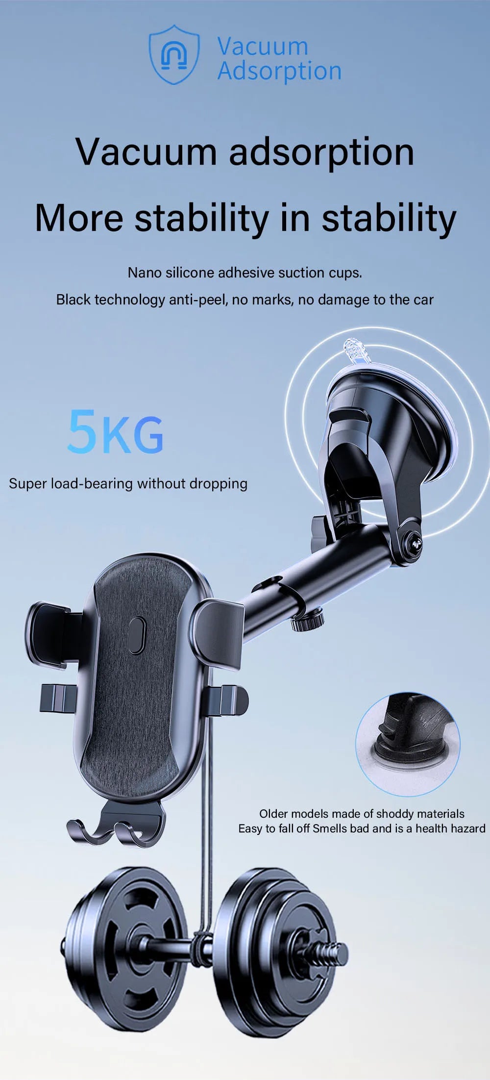 Car Phone Holder Cell Phone Mount for Car Dashboard Windshield Automobile Cradles Dash Stand Bracket for iPhone 14 13 12 Android
