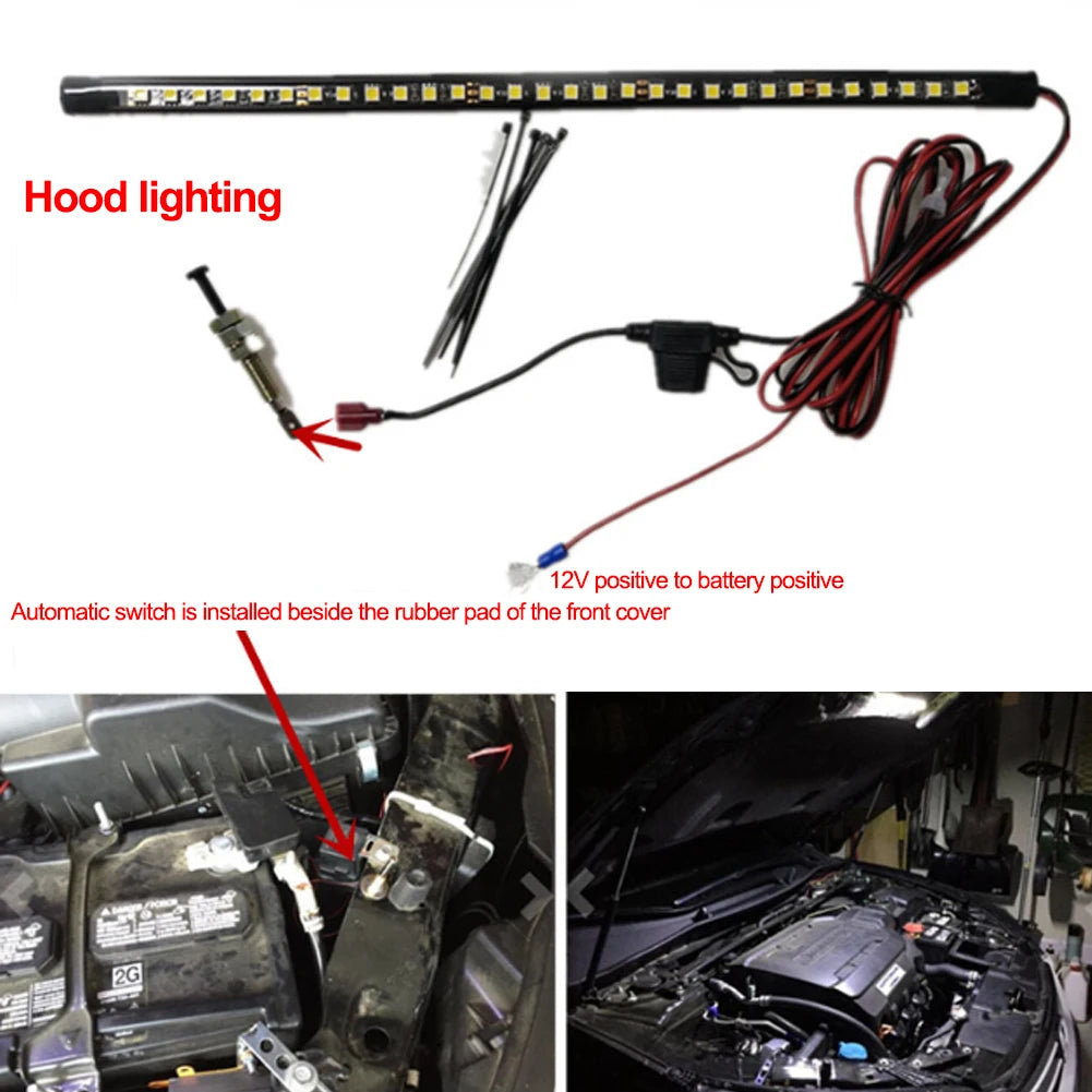 White Under Hood LED Lights For Car Hood Light Kit With Automatic On/off-Universal Fits Any Vehicle Car Hood Light 36cm