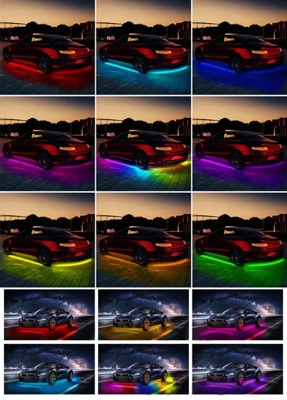 Car Underglow Neon LED Lights for Chassis Strip Light Under Car floor Lighting Auto Atmosphere Lamp Underlights RGB Colorful
