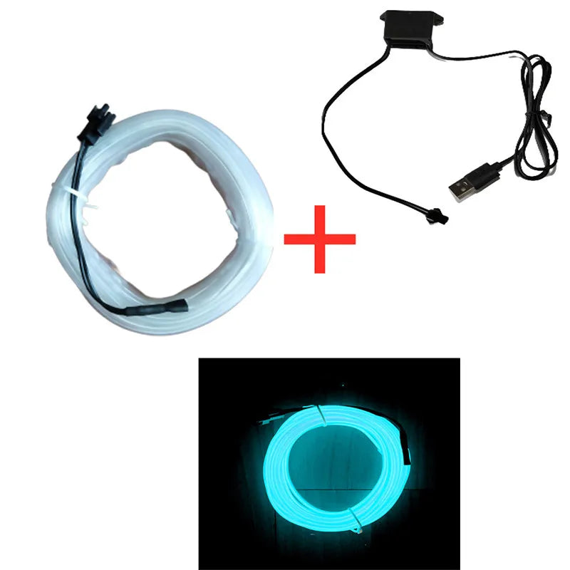 Car Interior Decorative Lamps Strips Atmosphere Lamp Cold Light  Decorative Dashboard Console Auto LED Ambient Lights 1/2/3/4/5M