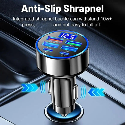 Fast Charging Car Phone Charger Adapter 4 Ports USB Car Charger Type C PD Quick Charge 3.0 Car Charger
