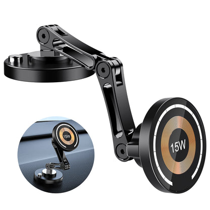 15W Magnetic Car Phone Holder Mount Wireless Charger Rotation Magnetic Car Phone Stand Fast Charging for IPhone 16 15 14 13 12