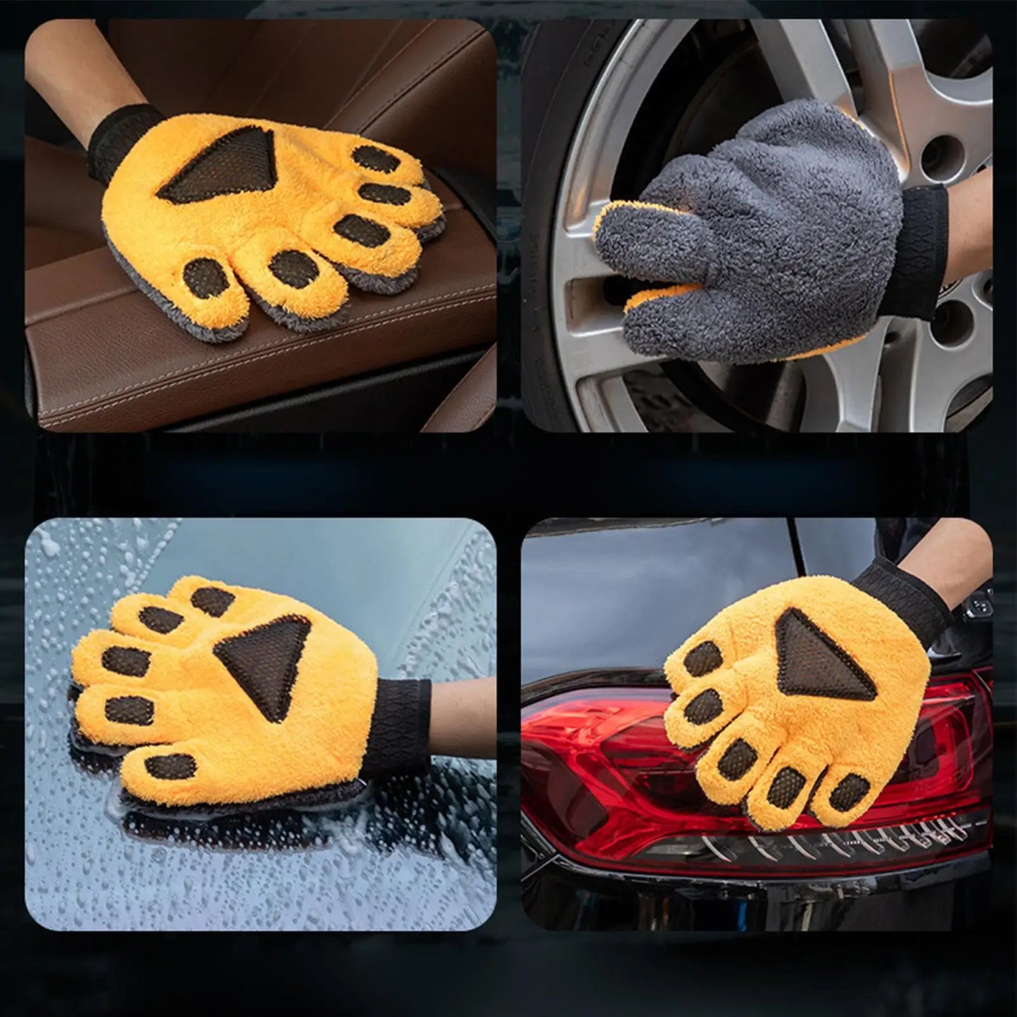 Car Washing Gloves Microfiber Car Cleaning Brush Double-Faced Coral Fleece Cleaning Brush Gloves Car Detailing Cleaner Care Tool