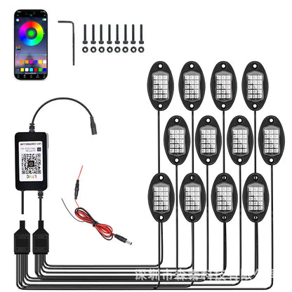 Car Underglow Chassis Lights Multicolor Wireless Control RGB Waterproof Durable Off-Road Fit Trucks Jeeps SUVs LED Rock Lights