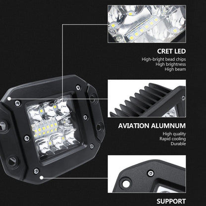 Car LED Work Light Flush Mount Bar OffRoad 12V 24V Spot Flood LED Light Bar LED Daytime Running Lights Car Tuning Accessories