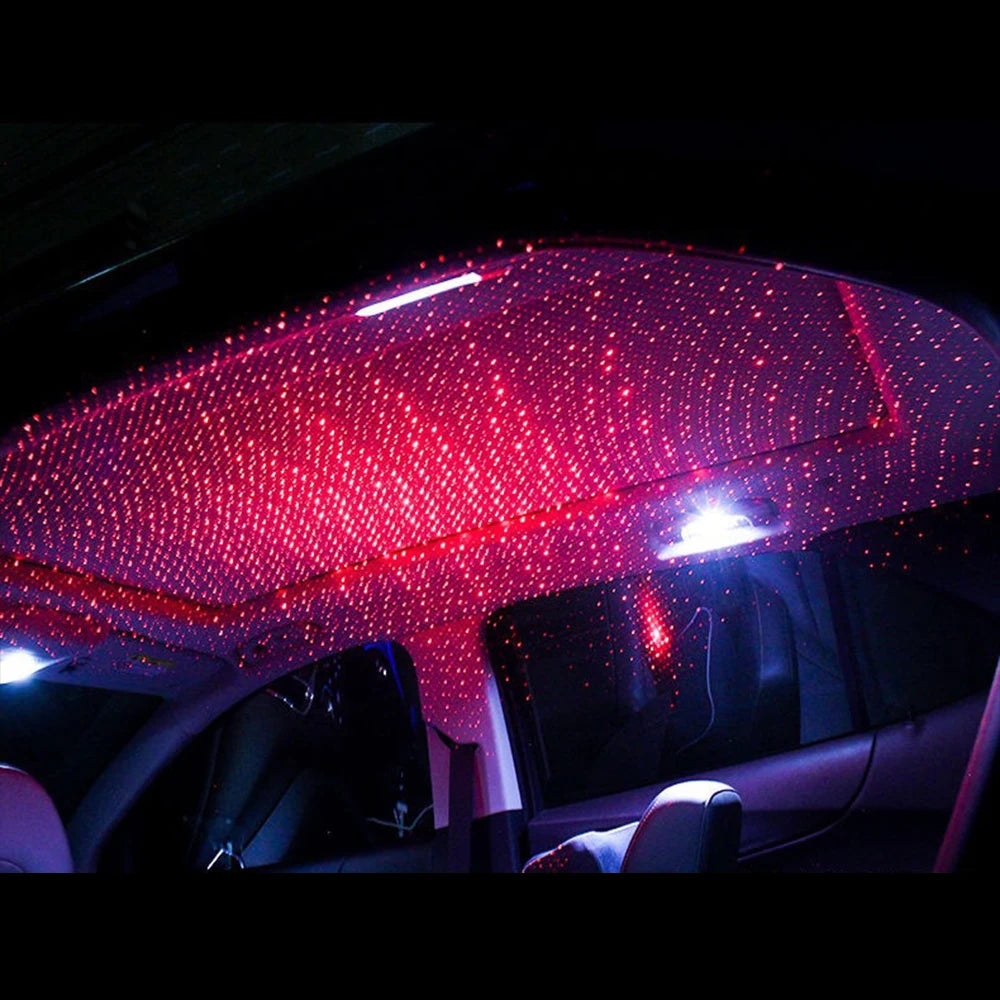 Interior Modification Car Star Lights Interior Decorative Light DJ Music Sound Lamp Car Roof Light Starry Projection Spotlight